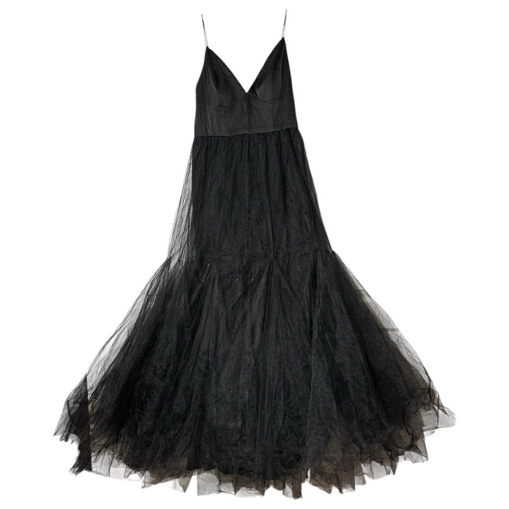 NWT Hutch Anthropologie Lucia V-Neck Tulle Maxi Black Dress Size 6 - Picture 6 of 15